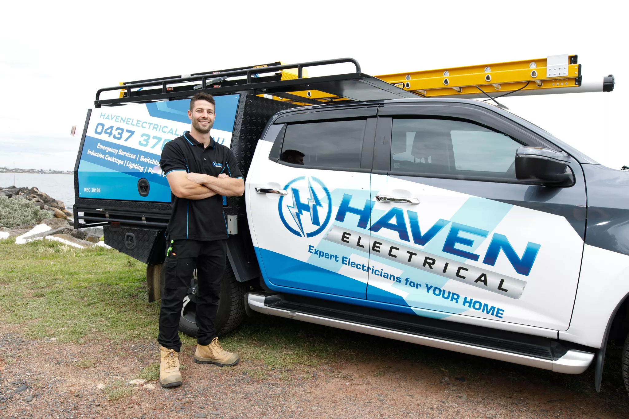 David, founder of Haven Electrical, with the company vehicle